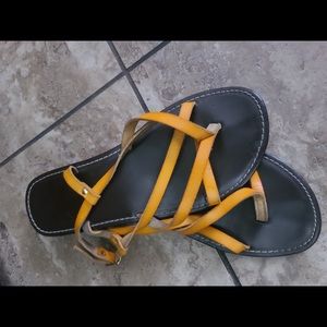 Mustard yellow strap sandals
